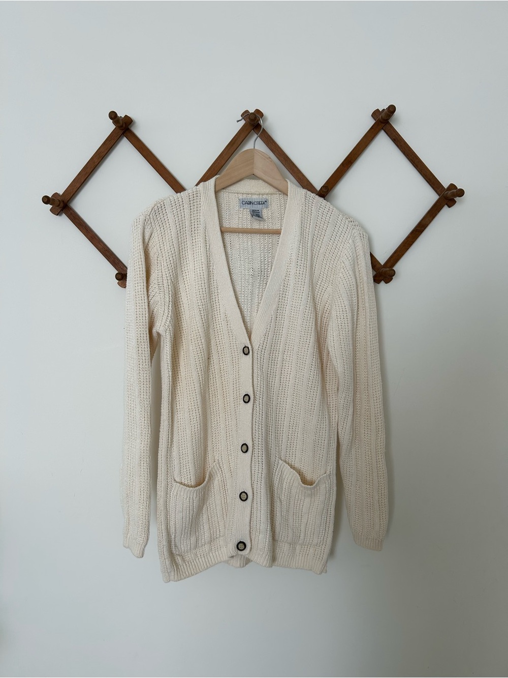 Vintage Cabin Creek Cream Cable Knit Button-Front Cardigan